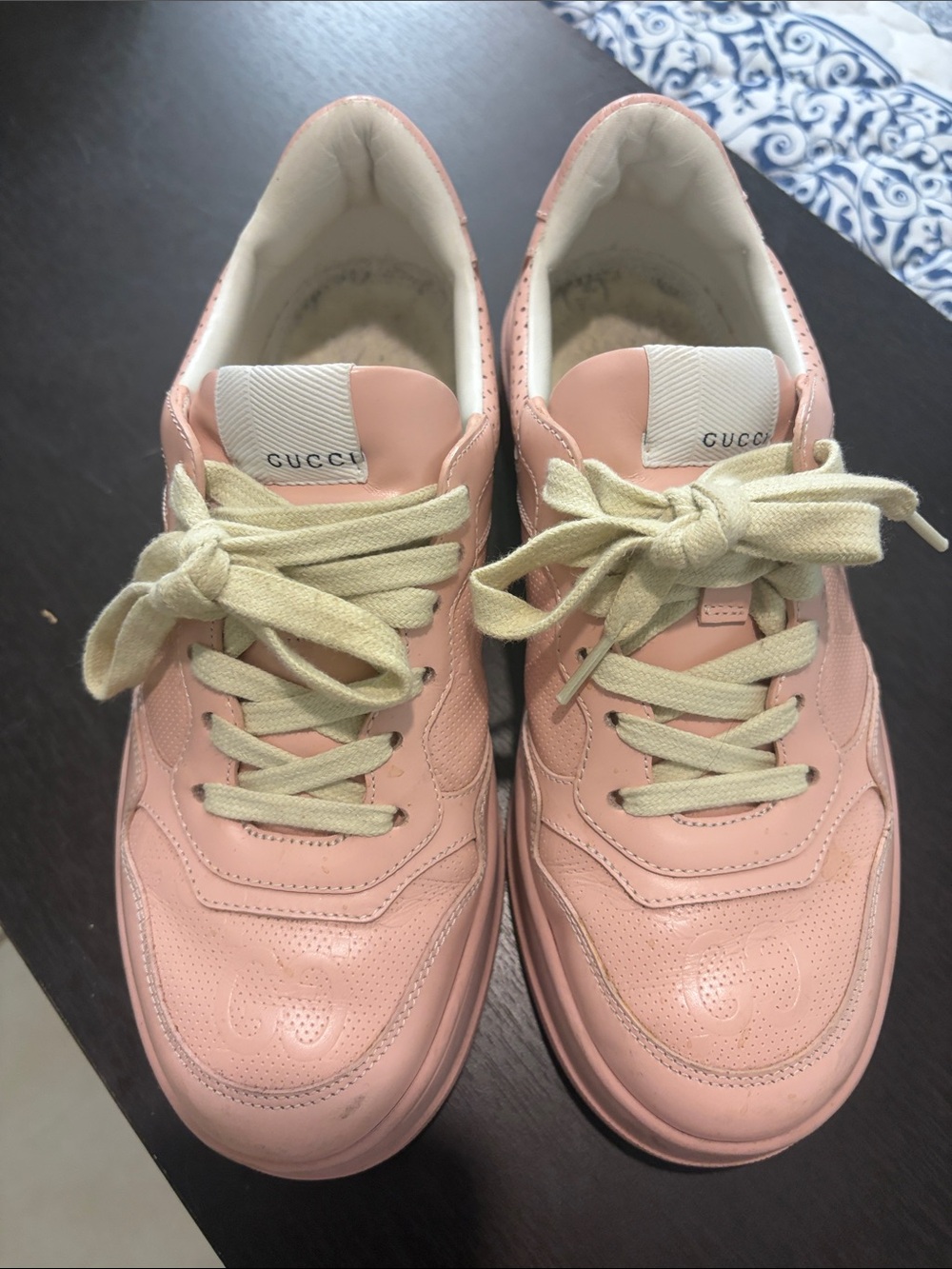 Gucci Pink Leather Lace-Up Women's Sneakers